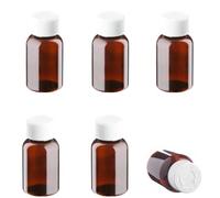 50ml Pill pots with lids, Empty Plastic Medicine Amber Bottles, Pill Storage containers with Screw Child Safe caps, Very Strong Medicine Storage Bottles (6)