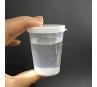 50Ml Plastic Liquid Measuring Cups - Mini Kitchen Medicine Cups With Lids Transparent Labs Graduated Beakers Home Lab Measure Tool