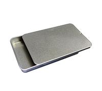 50ml Rectangular Tin with Sliding Lid - Gift Card Box - Slim Travel Container for Sweets/Lip Balm/Pills/Medication/Cosmetics - Silver Box