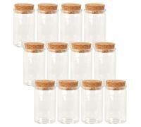 (50ml Round, 12) 6/12 Glass Food Storage Jars Containers Cork Lids