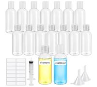 50ml Travel Bottles for Toiletries, 16Pcs Small Plastic Bottles, Empty Containers for Liquids with Syringe Funnel Label, Flip Squeeze Cap, Refillable Transparent Travel Bottle for Lotion Cosmetic