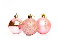 50mm/12Pcs Christmas Baubles Shatterproof Pale Pink, Christmas Tree Decorations Ball Ornaments Balls Xmas Hanging Decorations Holiday Decor - Shiny,Matte,Glitter