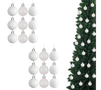 50mm/18Pcs Christmas Baubles Shatterproof White, Christmas Tree Decorations Ball Ornaments Balls Xmas Hanging Decorations Holiday Decor - Shiny,Matte,Glitter