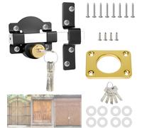 50mm /2" Double Sided Long Throw Gate Lock, Both Side Door Lockwith 5 Keys Door Lock Bolts, Stainless Steel Grade Lockable with Rear Double Locking, Anti-Theft Security, for Wooden Garden Gates, Sheds