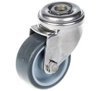 50mm 2" stainless steel castor grey rubber, swivel, 40kg
