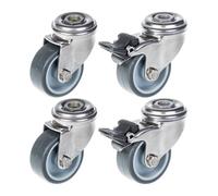 50mm 2" stainless steel castor grey rubber, swivel & brake, 160kg, set of 4