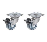 50mm 2" stainless steel castor grey rubber, swivel with brake, 80kg, set of 2