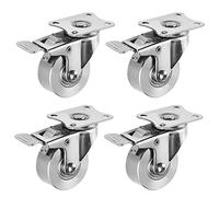 50mm/2" Stainless Steel Swivel Castors Directional Brake Casters Replacement Furniture Load Capacity 50kg/1pc for Trolley/Bedside Table/Footstool (4pcs)/C