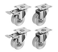 50mm/2" Stainless Steel Swivel Castors Directional Brake Casters Replacement Furniture Load Capacity 50kg/1pc for Trolley/Bedside Table/Footstool (4pcs)/B
