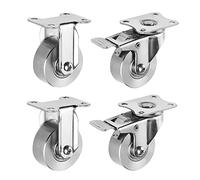 50mm/2" Stainless Steel Swivel Castors Directional Brake Casters Replacement Furniture Load Capacity 50kg/1pc for Trolley/Bedside Table/Footstool (4pcs)/A