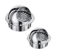50mm-300mm Silver Outdoor Round Wall Vent Cap, Exhaust Vents With Screen Mesh, Louvered Wall-Mounted Air Intake/Exhaust Bull Nose Vent, For HVAC Ducting Exhaust Extractor Fan(125mm/5.0in)