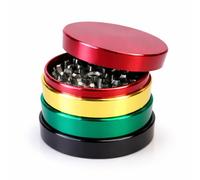 50mm 4 Part Metal Herb Grinder - Magnetic Lid Diamond Teeth Crusher - Multi Colour Zinc Alloy Spice Grinder with Mesh Filter