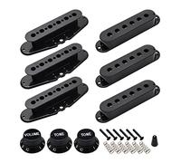50mm 52mm Single Coil Pickup Cover One Volume Two Tone Knobs with Switch Cap Kit for ST SQ Electric Guitar (Black)