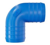 50mm 90 Degree Barbed Plastic Hose Elbow Joiner Connector Blue | 3D printed ABS, made in the UK | Ribbed barbs for a secure grip | -20°C to +105°C | Matte finish