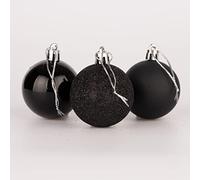 50mm/9Pcs Christmas Baubles Shatterproof Black, Christmas Tree Decorations Ball Ornaments Balls Xmas Hanging Decorations Holiday Decor - Shiny,Matte,Glitter