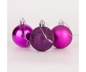 50mm/9Pcs Christmas Baubles Shatterproof Purple, Christmas Tree Decorations Ball Ornaments Balls Xmas Hanging Decorations Holiday Decor - Shiny,Matte,Glitter