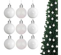 50mm/9Pcs Christmas Baubles Shatterproof White, Christmas Tree Decorations Ball Ornaments Balls Xmas Hanging Decorations Holiday Decor - Shiny,Matte,Glitter