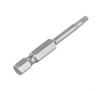 50mm Alloy Steel Five-Point Screwdriver Bit with Hole, 1/4 Inch Hex Shank T8-T40, Compatible with Electric Screwdrivers, Drills and Hand Tools, Silver Single Piece Variant