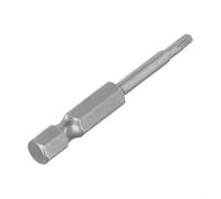 50mm Alloy Steel Five-Point Screwdriver Bit with Hole, 1/4 Inch Hex Shank T8-T40, Compatible with Electric Screwdrivers, Drills and Hand Tools, Silver Single Piece Variant