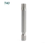 50mm alloy steel For Torx screwdriver bit with magnetic tip and 6 35mm hex shank, suitable for multiple screwdriver types including electric and pneumatic, sizes from to T40 (T40)