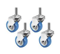 50mm Blue Swivel Caster Wheels - 4Pcs Polyurethane Heavy-Duty M10 Threaded Stem, 132lb Capacity, Smooth Rolling, Perfect for Furniture & Equipment