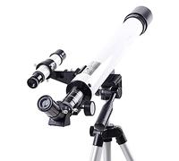 50mm Compact Astronomical Telescope for Beginners Children‘s Refractor Kids‘ Sky Monocular Outdoor Educational Spotting Scope Spyglass White， with Phone Holder Moon Filter