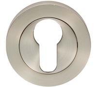 Loops 50mm Euro Profile Round Escutcheon 10mm Depth Concealed Fix Satin Nickel in Metallics Loops Metallics