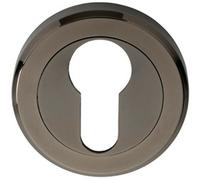 50mm Euro Profile Round Escutcheon- Beveled Edge- Concealed Fix- Black Nickel | Door Keyhole Cylinder Plate Cover - for Use with Lever on Rose Door Handles - Door Fixing Hardware