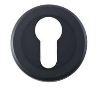 50mm Euro Profile Round Escutcheon- Beveled Edge- Concealed Fix- Matt Black | Door Keyhole Cylinder Plate Cover - for Use with Lever on Rose Door Handles - Door Fixing Hardware