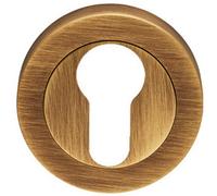 Loops 50mm Euro Profile Round Escutcheon Concealed Fix Antique Brass Keyhole Cover in Metallics Loops Metallics