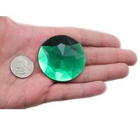 50mm Extra Large Flat Back Round Acrylic Rhinestones Plastic Circle Gems for Costume Making Cosplay Jewels Pro Grade Embelishments - 4 Pieces (Green Emerald h106)
