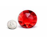 50mm Extra Large Self Adhesive Round Jewels Acrylic Rhinestones Stick On Plastic Gems For Cosplay - 2 Pieces (Red Ruby H103)