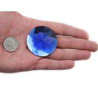 50mm Extra Large Self Adhesive Round Jewels Acrylic Rhinestones Stick On Plastic Gems for Cosplay - 2 Pieces (Blue Sapphire H104)