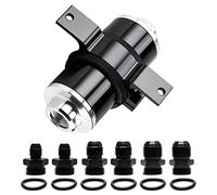 50mm Fuel Filter 100 Micron Inline Fuel Filter Mount with Aluminum Mounting Bracket & Wrench & High Flow 6AN 8AN 10AN Adapter Universal Cleanable Black