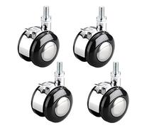 50mm HeavyDuty Caster Wheels with Brake Zinc Alloy M8/M10 Office Chair Wheels 90kg Load Capacity Ideal for Trolleys Nightstands and Coat Racks Silver (M8)