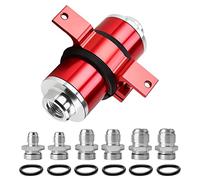 50mm Inline Fuel Filter Mount with Aluminum Bracket & Wrench & High Flow 6AN 8AN 10AN Adapter - Universal Cleanable Red