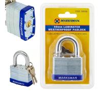 50Mm Laminated Weatherproof Padlock - Security Pad Lock with 2 Keys, Multi Purpose, for Gate, Shed, Safety Locking Hand Tool | Indoor & Outdoor, Strong Durable Heavy Duty Long Lasting