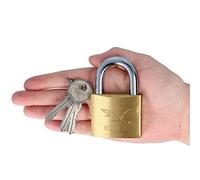 50mm Large Solid Brass Padlock with Hardened Steel Shackle & 3 Keys Security Lock Out or Indoor Door Shed Gate