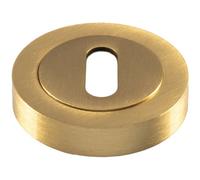 50mm Lock Profile Round Escutcheon Concealed Fix Satin Brass Keyhole Cover
