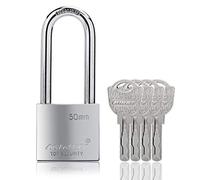 50mm Long Shackle Padlocks for Outdoor Use All Weather Resistant, Alloy Steel Heavy Duty Lock with 4 Keys