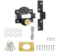 50mm Long Throw Gate Lock Both Side Gate Door Lock with Keys Anti-Theft Security Stainless Steel Grade Key Lockable with Rear Double Locking, Screws, Gate Bolt for Sheds, Yard, Wooden Garden Gates