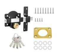 50mm Long Throw Gate Lock, Double Sided Locking Mortise Deadbolt for 50mm Thick Wooden Gates, Garden Doors, Sheds, Stainless Steel with 5 Keys, Anti-Theft