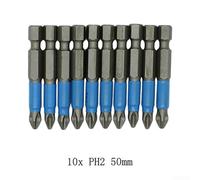50mm Magnetic Screwdriver Bits, 10pcs Non Slip Set with PH1, PH2, PH3, PZ1, PZ2, PZ3 for User Friendly Operation (PH2)
