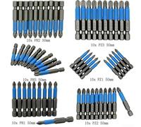 50mm Magnetic Screwdriver Bits, 10pcs Non Slip Set with PH1, PH2, PH3, PZ1, PZ2, PZ3 for User Friendly Operation (PZ3)