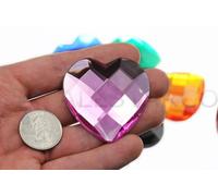 50mm Pink H112 Large Self Adhesive Heart Acrylic Cosplay Gem Flat Back Plastic Stick On Rhinestone for Cosplay Costumes, Scrapbooking, Props, Crafts Embelishments Sticker Valentine's Day 1PC