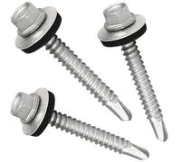 50mm Roofing Screws with Rubber Sealing Washer (Pack of: 200) Hex Head Self Drilling Screw Steel Zinc Plated