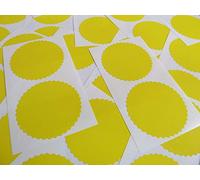 50mm Serrated Edge, Yellow, Certificate Wafer Company Seal Labels, Stickers for Embossing, Awards & Rewards