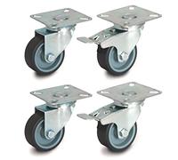 50mm Set of 4 Swivel Castors with Plate Fitting (TPR Rubber, 2 Braked / 2 Swivel, model no 6020/30050CK-x2+2)