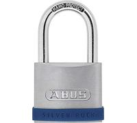 50mm Silver Rock Padlock | Lock body made of solid zinc, hardened steel shackle with NanoProtect silicone protective frame, blue/silver