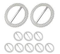 50mm Silver Round Slider Buckle 10 Pcs - Elegant Crystal-Look Plastic Buckle with Diamante-Style Like Cut Finish for DIY Crafts, Chair Sashes, Napkin Rings, Decorations, Art & Fashion Accessories
